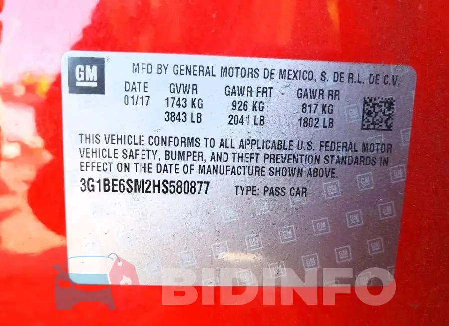 3G1BE6SM2HS580877 Photo# 12