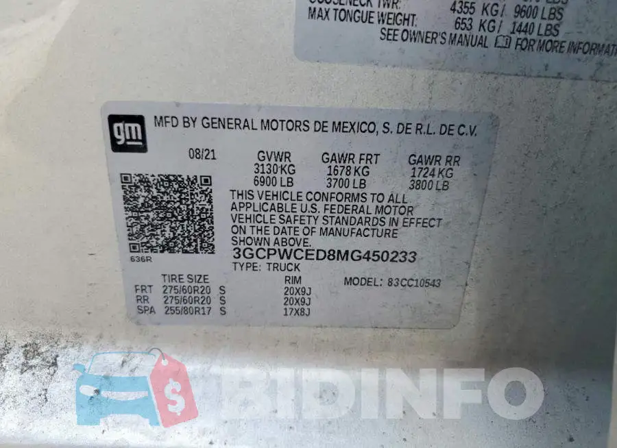 3GCPWCED8MG450233 Photo# 13