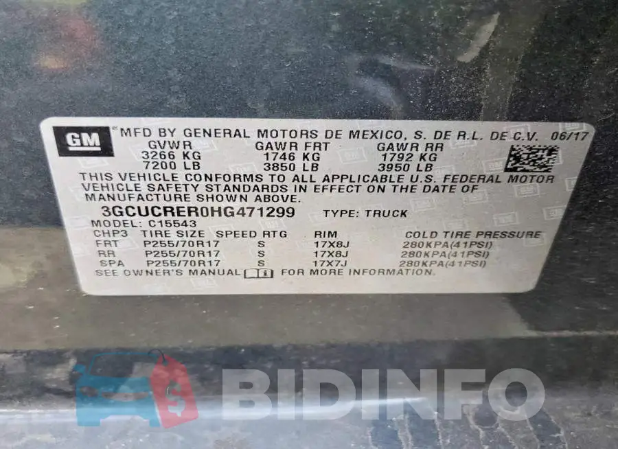 3GCUCRER0HG471299 Photo# 12
