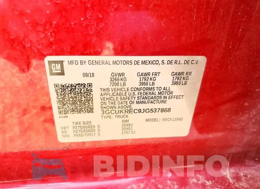 3GCUKREC9JG537868 Photo# 12