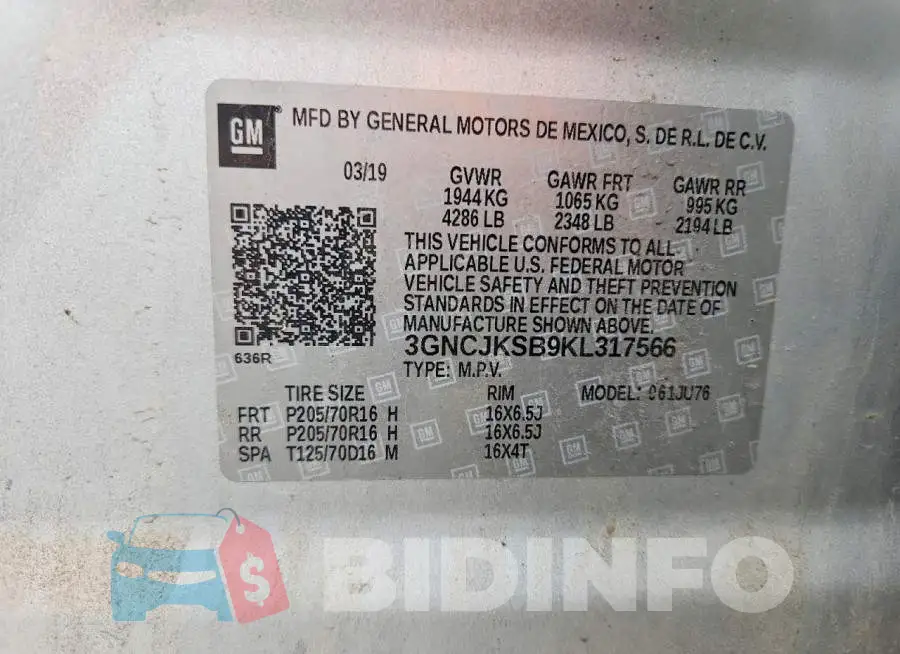 3GNCJKSB9KL317566 Photo# 13