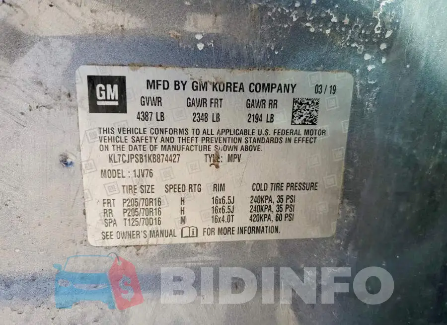 KL7CJPSB1KB874427 Photo# 13