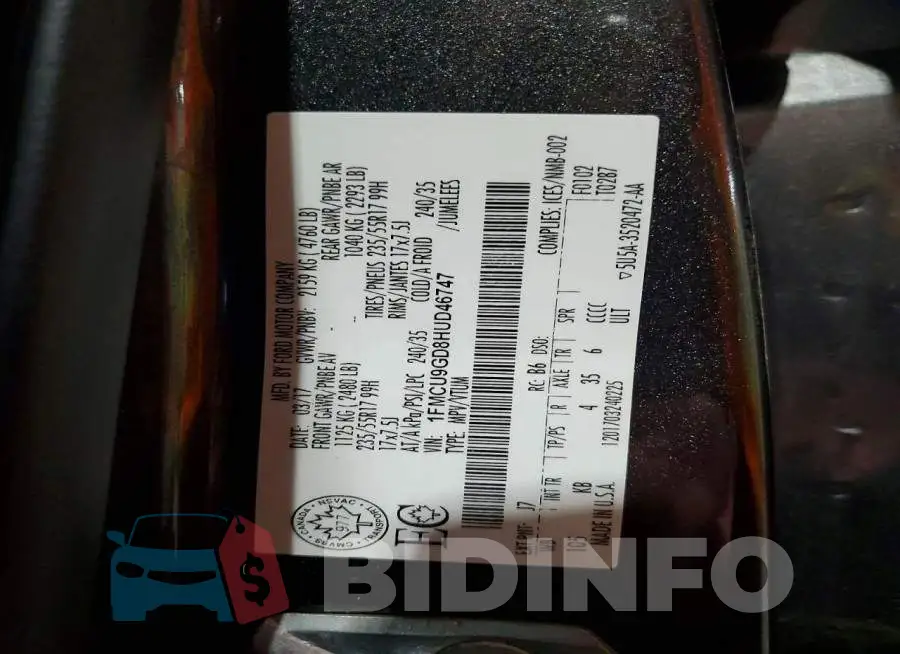 1FMCU9GD8HUD46747 Photo# 13