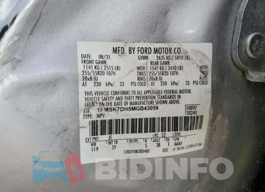1FMSK7DH5MGB43059 Photo# 13