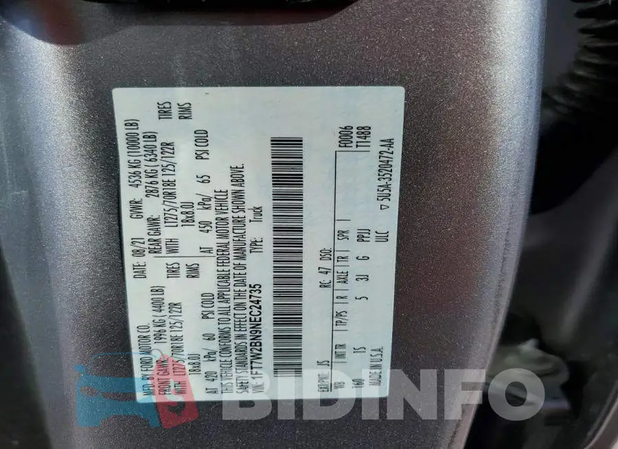 1FT7W2BN9NEC24735 Photo# 13
