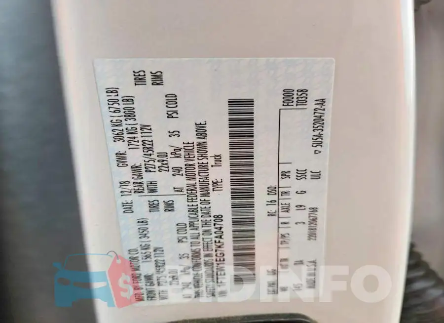 1FTEW1EG7KFA04708 Photo# 12