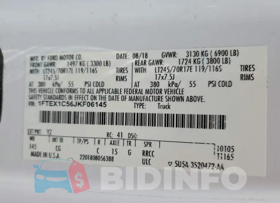 1FTEX1C56JKF06145 Photo# 12