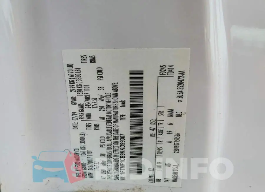 1FTMF1CB9KKD99307 Photo# 12