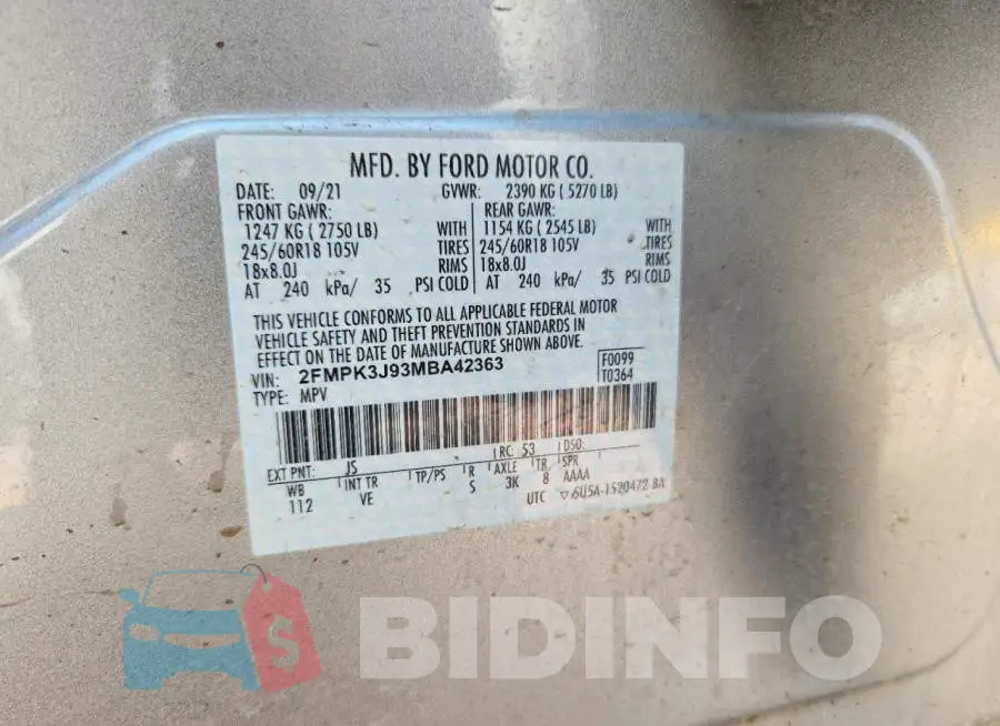2FMPK3J93MBA42363 Photo# 12