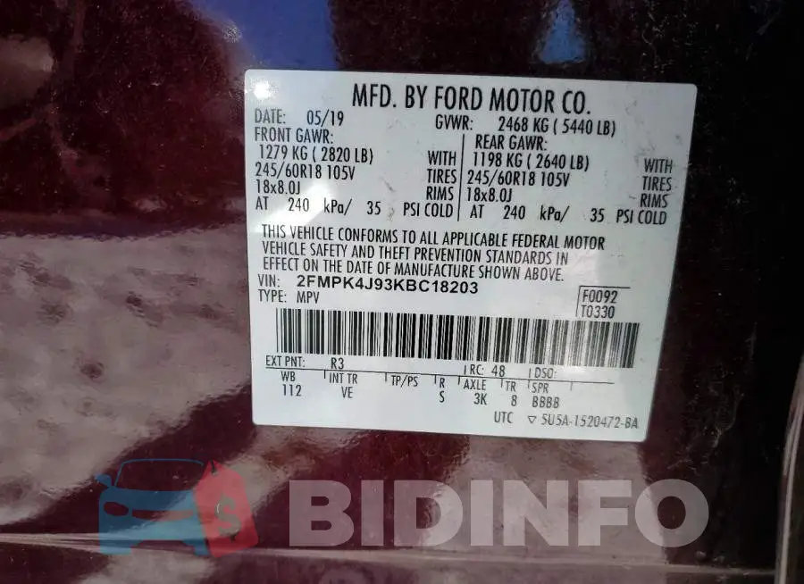 2FMPK4J93KBC18203 Photo# 13