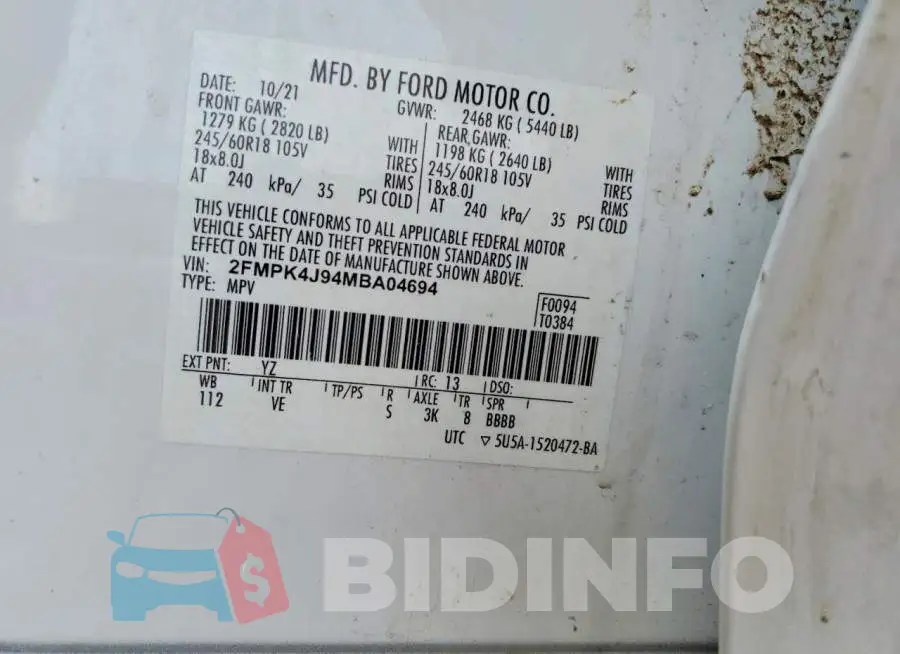 2FMPK4J94MBA04694 Photo# 13