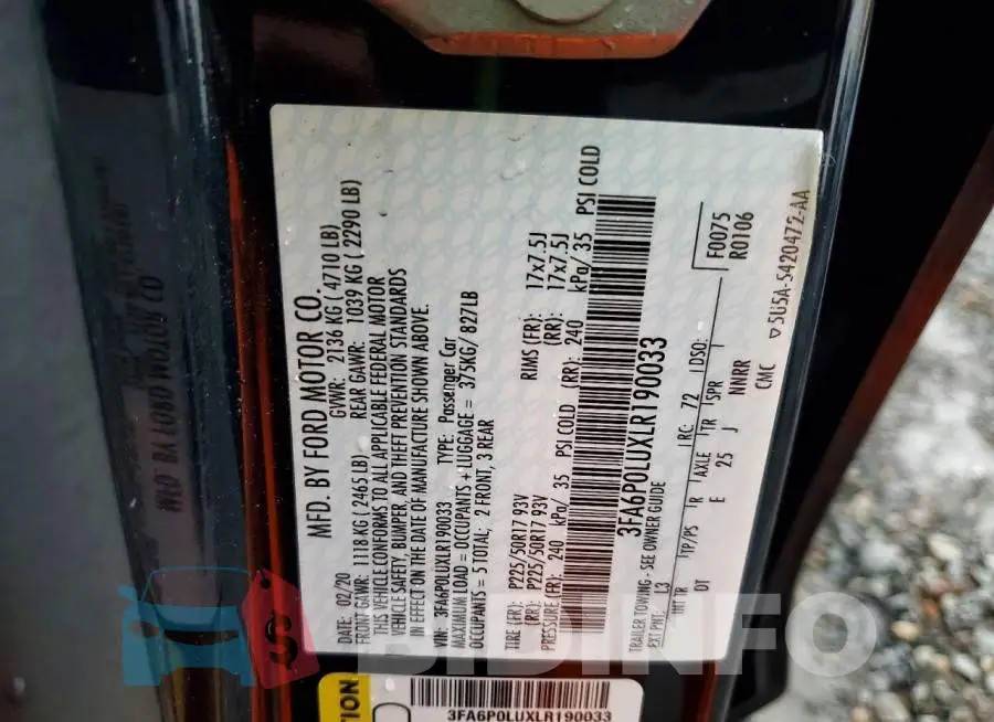 3FA6P0LUXLR190033 Photo# 12