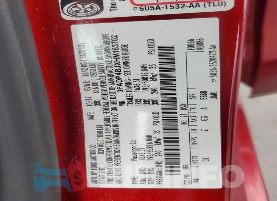 3FADP4BJXHM163702 Photo# 12