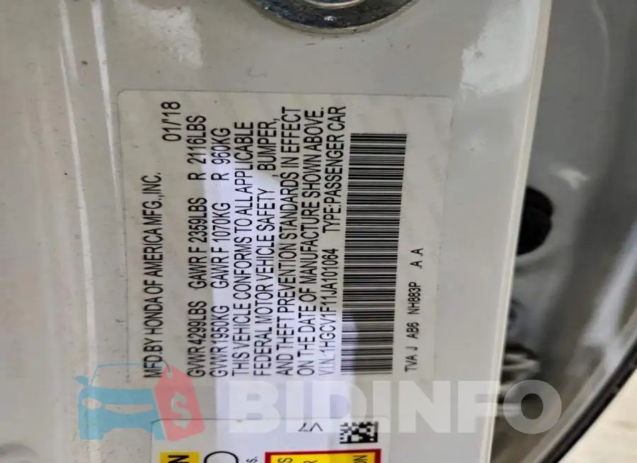 1HGCV1F11JA101064 Photo# 12