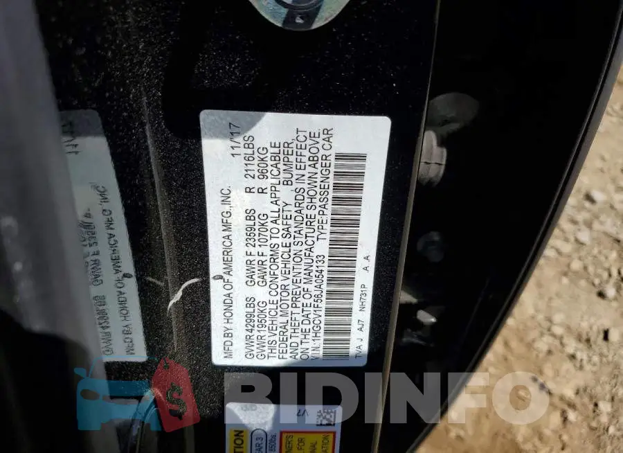 1HGCV1F56JA054133 Photo# 12