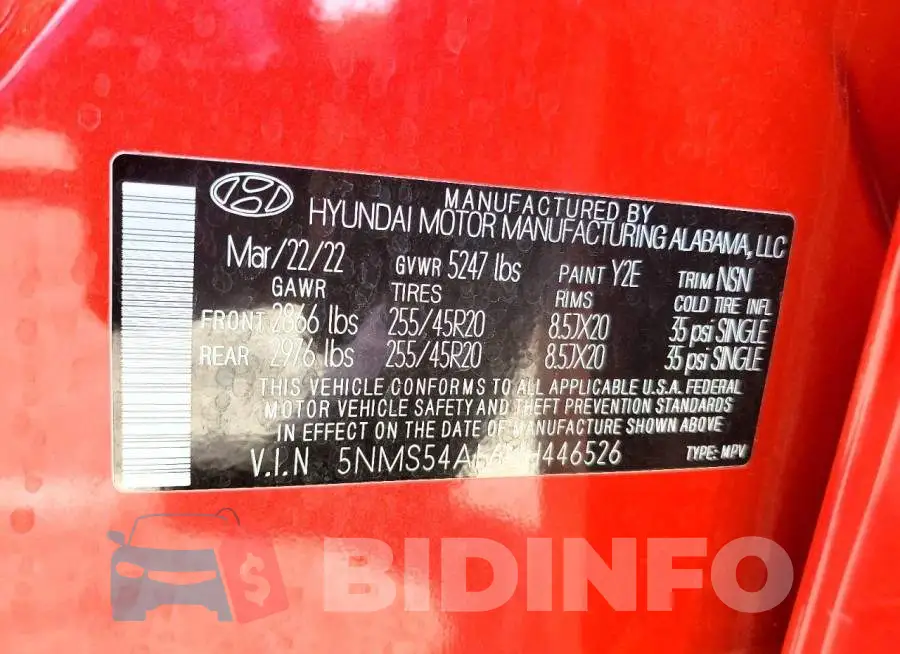 5NMS54AL6NH446526 Photo# 13