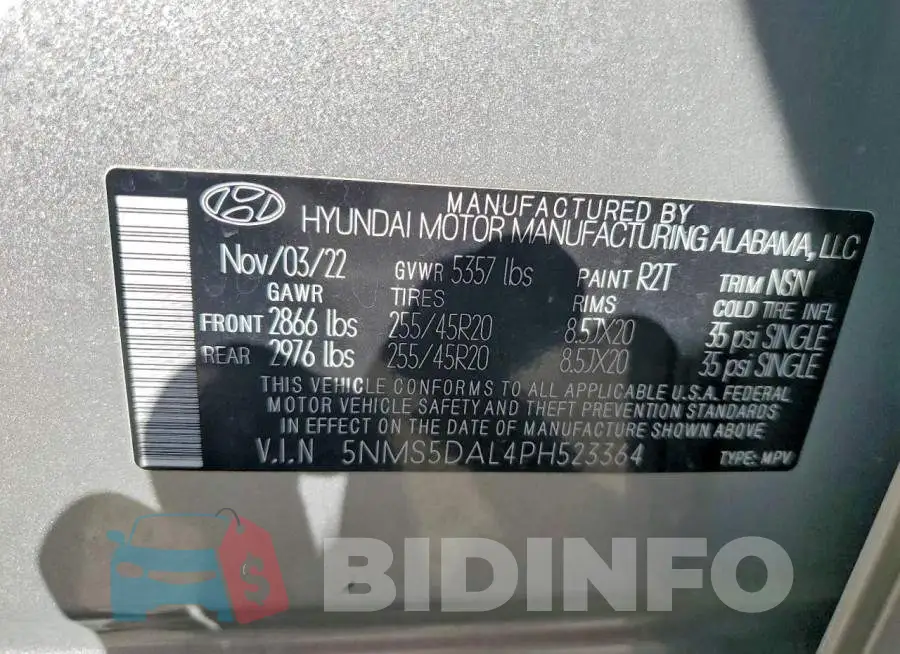 5NMS5DAL4PH523364 Photo# 12