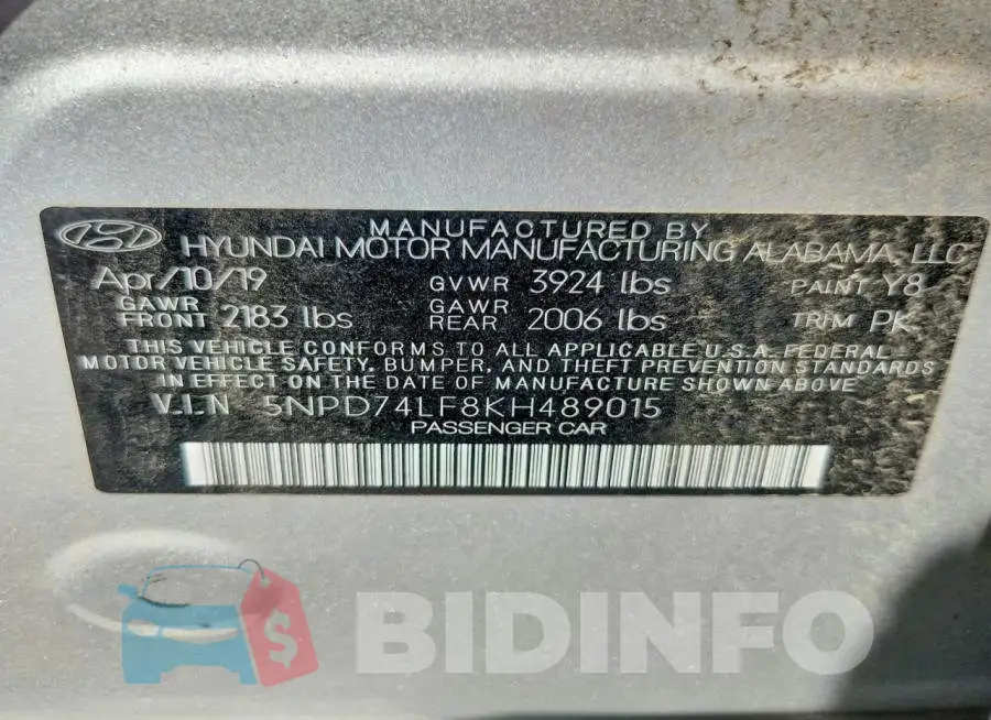 5NPD74LF8KH489015 Photo# 12