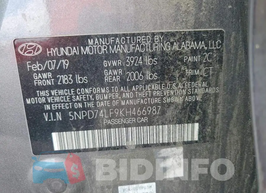 5NPD74LF9KH466987 Photo# 12
