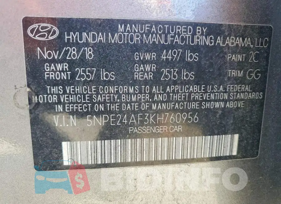 5NPE24AF3KH760956 Photo# 13