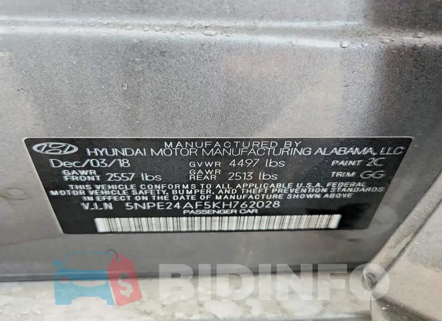 5NPE24AF5KH762028 Photo# 12
