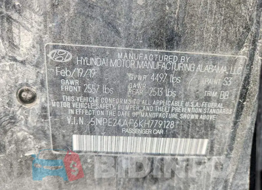 5NPE24AF6KH779128 Photo# 13