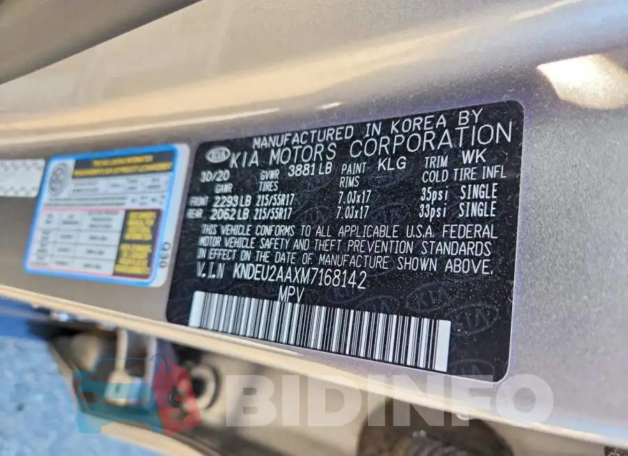KNDEU2AAXM7168142 Photo# 13