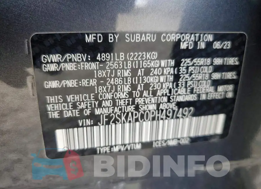 JF2SKAPC0PH497492 Photo# 14