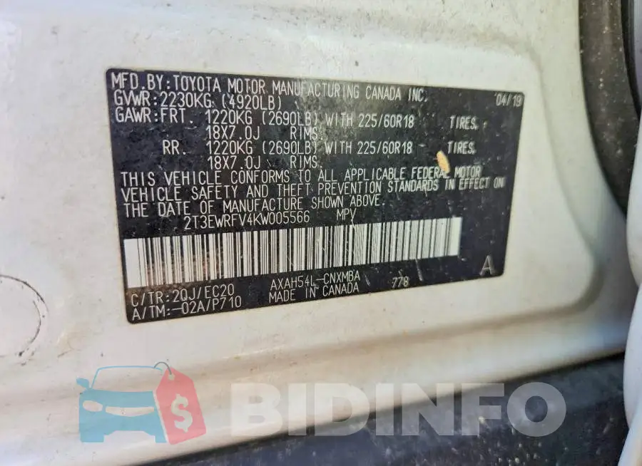 2T3EWRFV4KW005566 Photo# 14