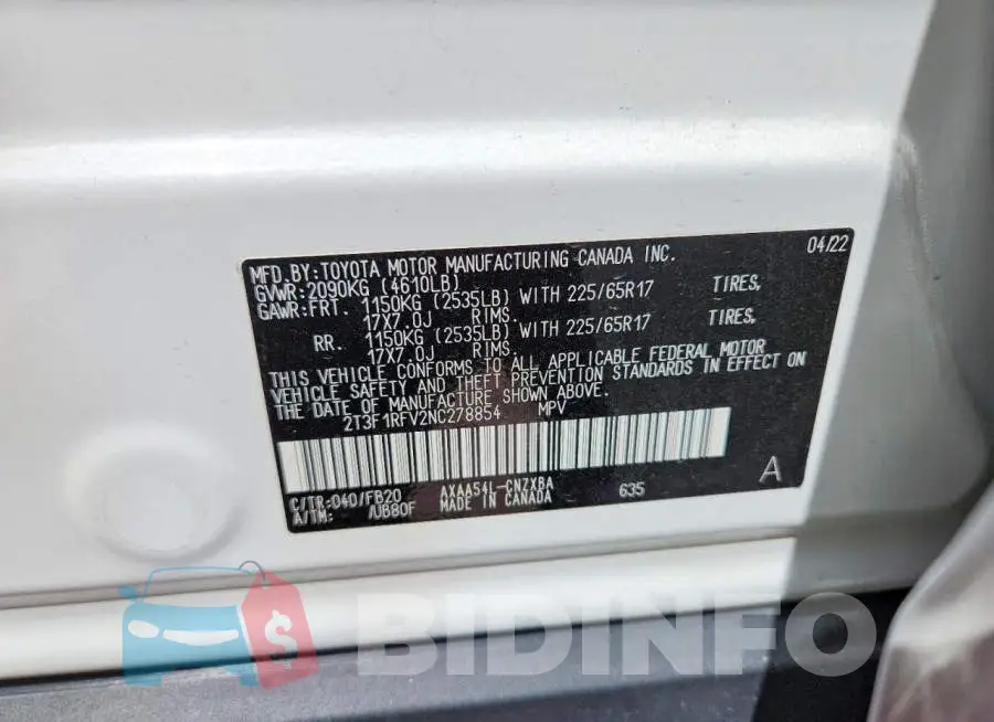 2T3F1RFV2NC278854 Photo# 12