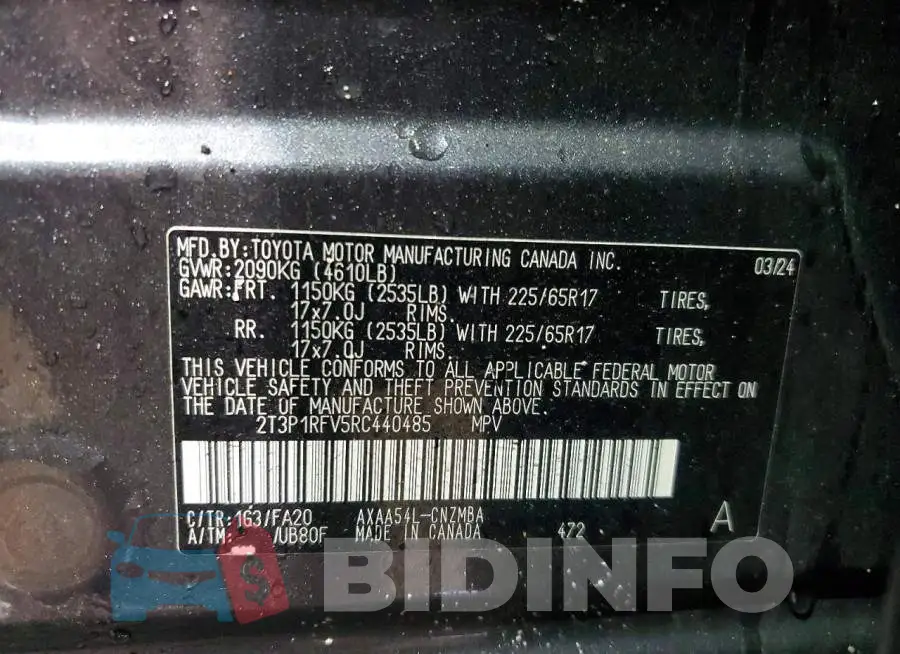 2T3P1RFV5RC440485 Photo# 13