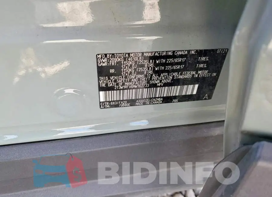 2T3W1RFV6MW162733 Photo# 12