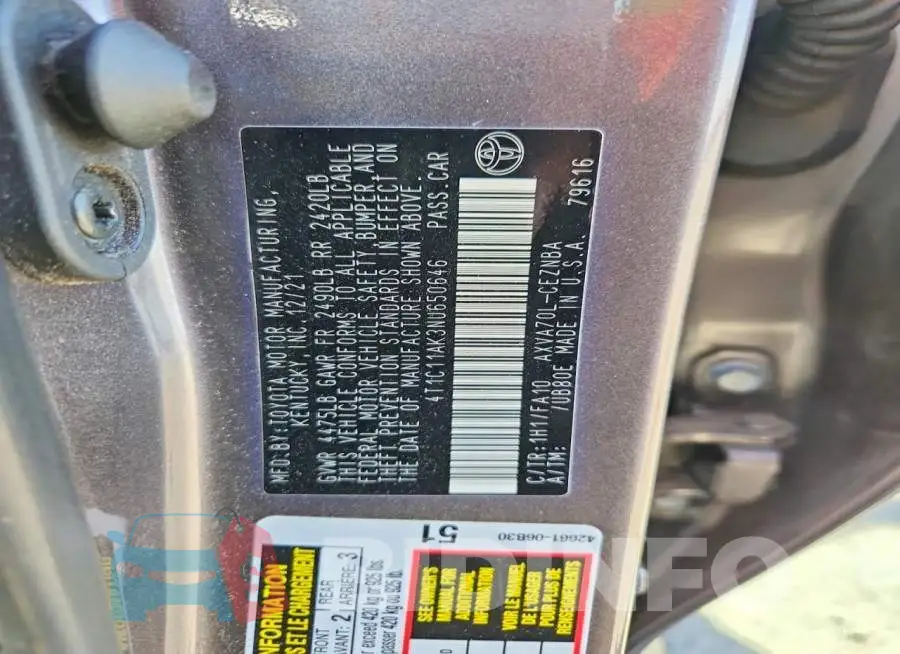 4T1C11AK3NU650646 Photo# 12