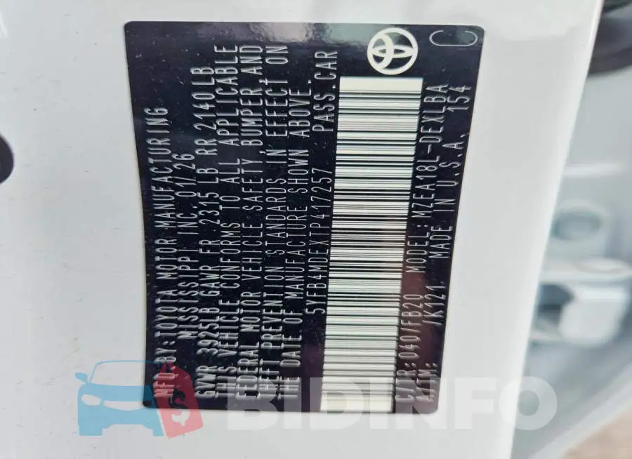 5YFB4MDEXTP417257 Photo# 12