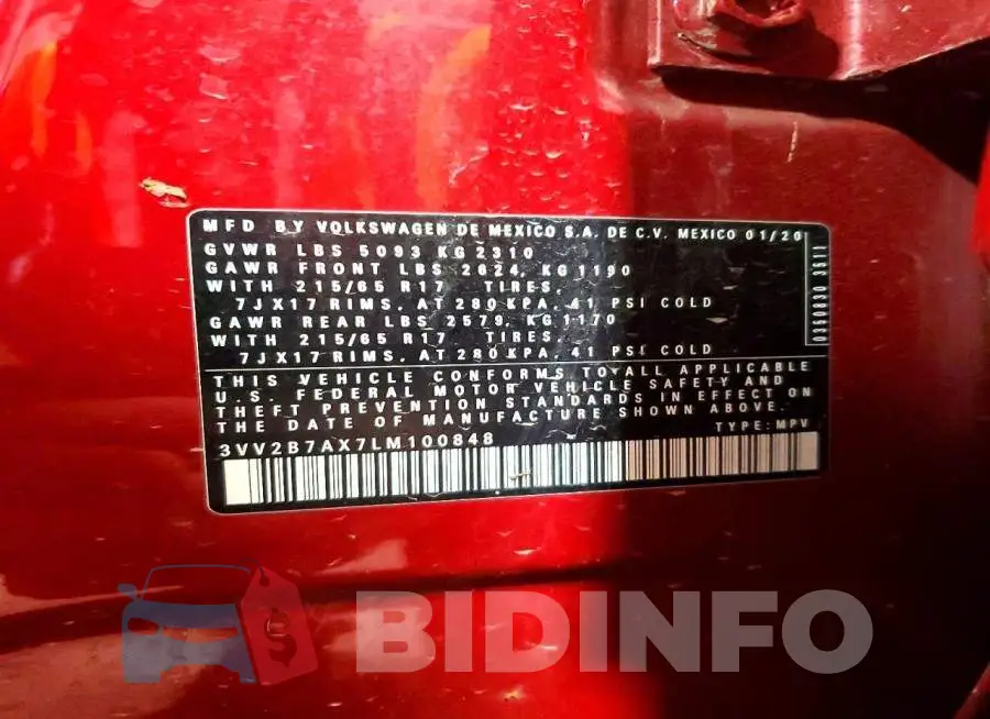 3VV2B7AX7LM100848 Photo# 13