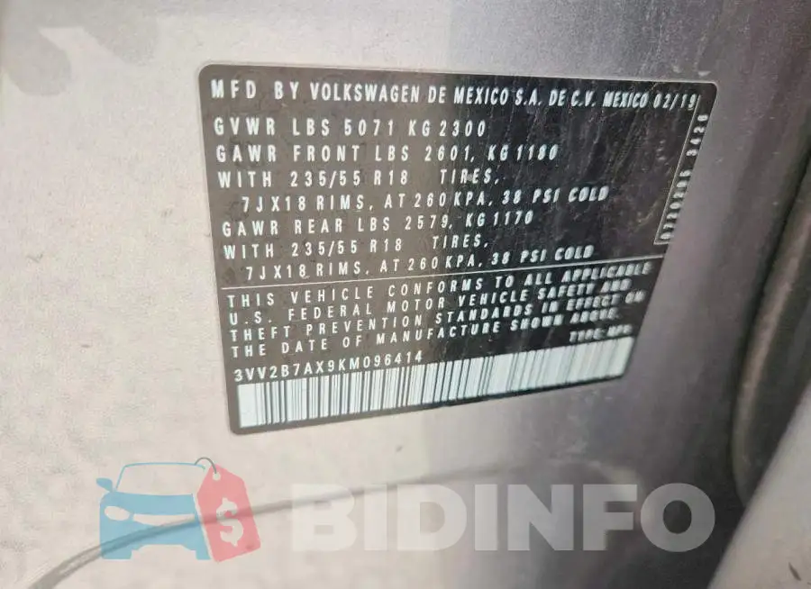 3VV2B7AX9KM096414 Photo# 12