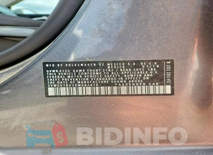 3VWC57BU2KM061418 Photo# 12