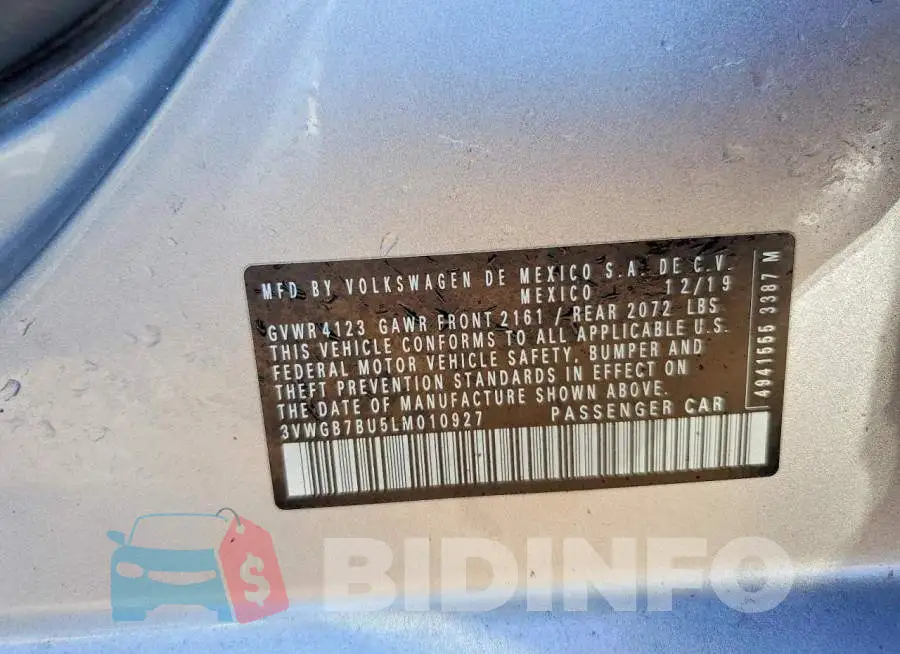 3VWGB7BU5LM010927 Photo# 12