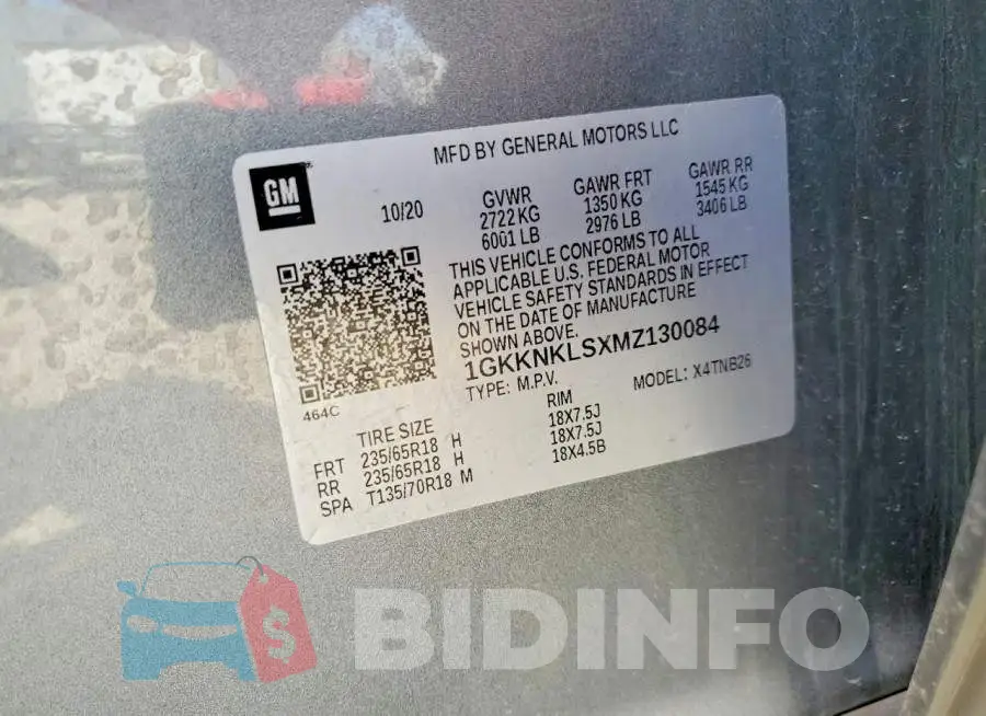 1GKKNKLSXMZ130084 Photo# 13