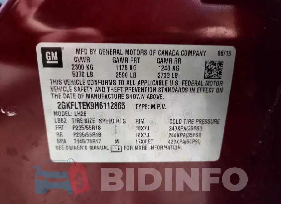 2GKFLTEK9H6112865 Photo# 14