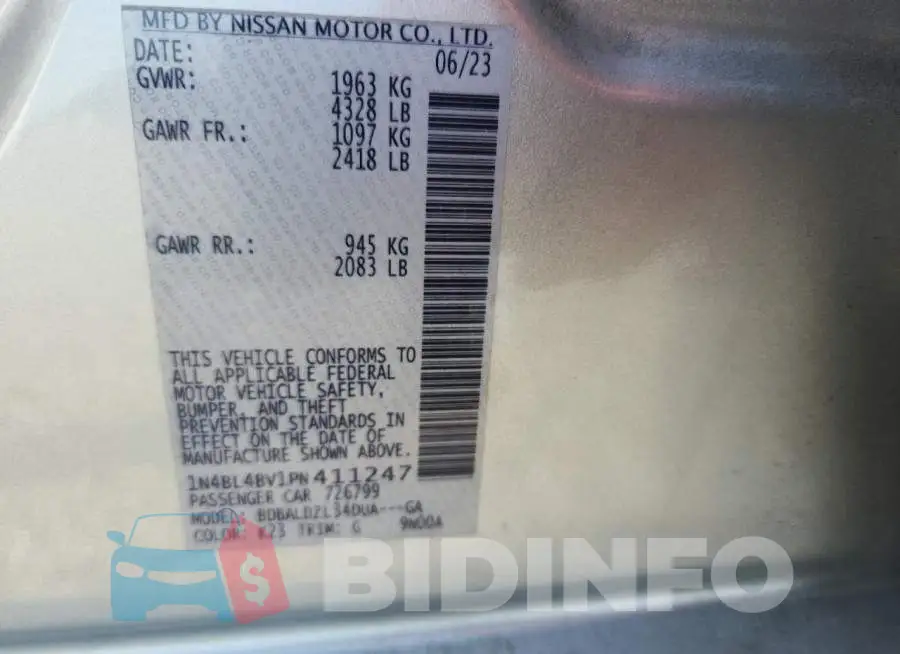 1N4BL4BV1PN411247 Photo# 12