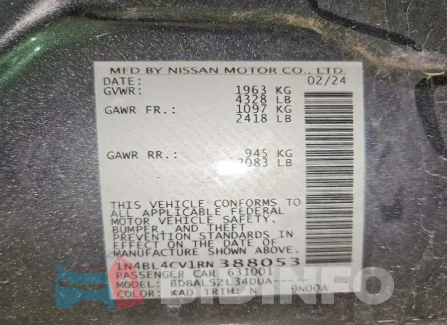 1N4BL4CV1RN388053 Photo# 12