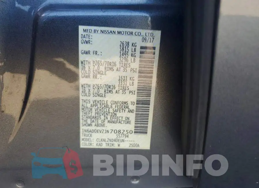 1N6AD0EV2JN708250 Photo# 13