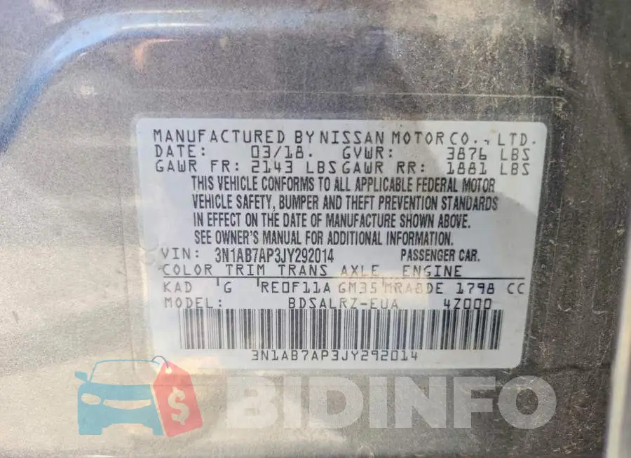3N1AB7AP3JY292014 Photo# 13
