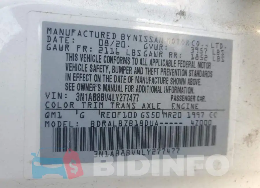 3N1AB8BV4LY277477 Photo# 13