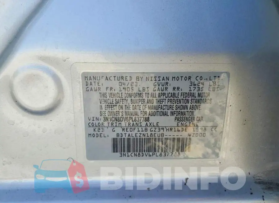 3N1CN8DV6PL837788 Photo# 12