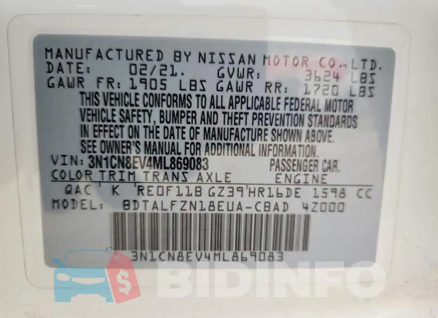 3N1CN8EV4ML869083 Photo# 13