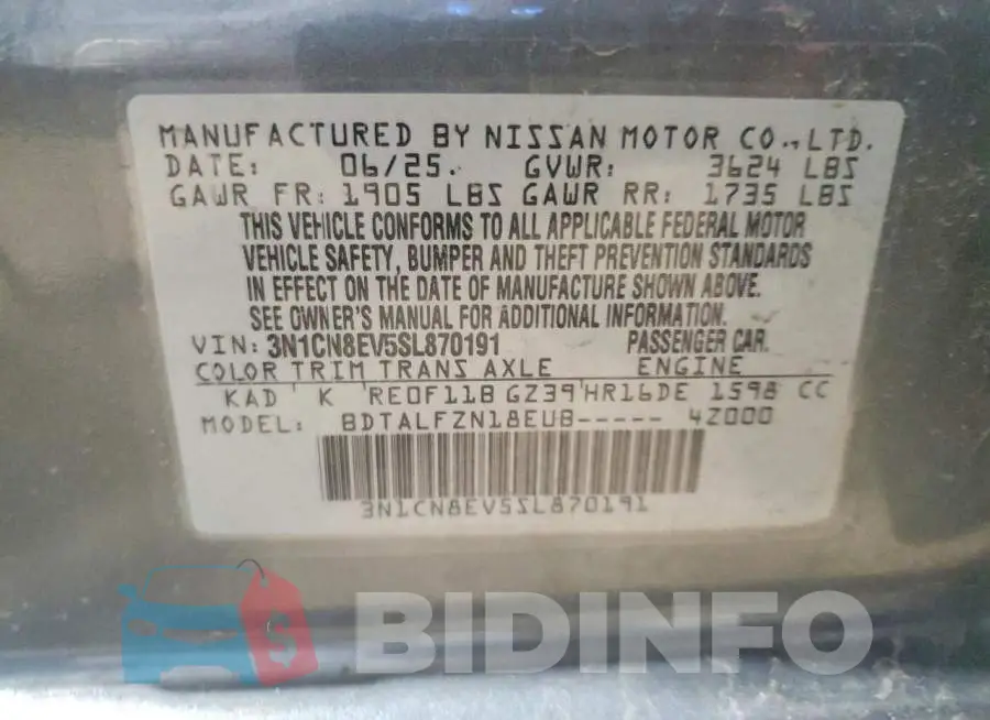 3N1CN8EV5SL870191 Photo# 12