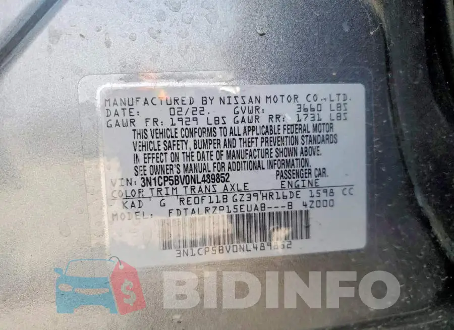 3N1CP5BV0NL489852 Photo# 13