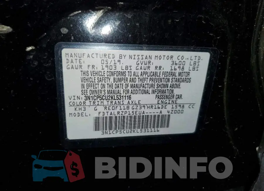 3N1CP5CU2KL531116 Photo# 12